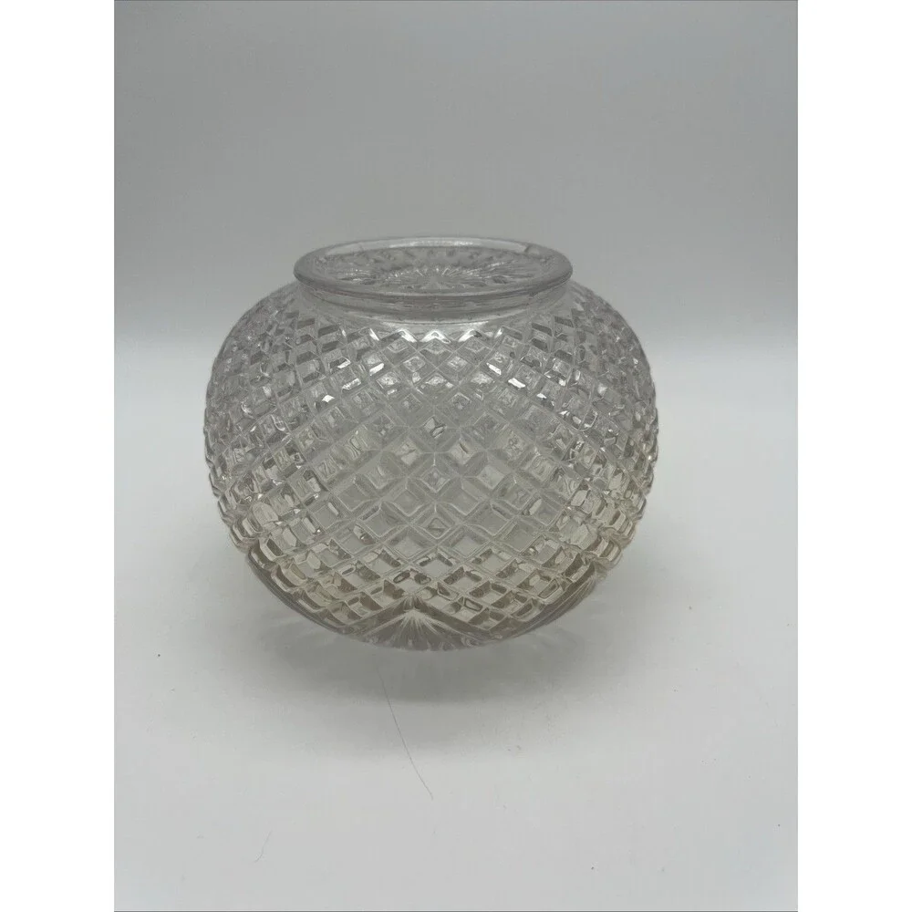 Round Pressed Glass Rose Bowl Vase/Fairy Lamp